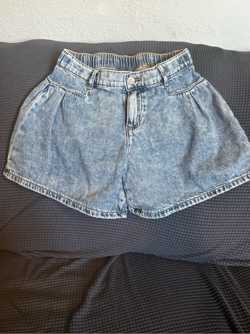 Cat & Jack Light Blue Washed Denim Paperbag-Style Shorts